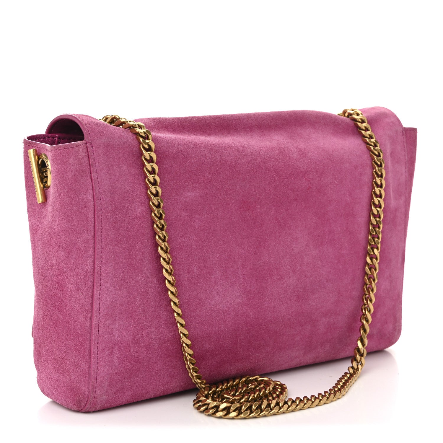Smooth Calfskin Suede Medium Reversible Monogram Kate Satchel Rose Rubis
