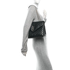 Calfskin Y Quilted Monogram Medium Loulou Chain Satchel Black