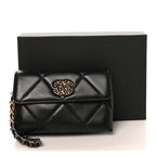 Lambskin Quilted Chanel 19 Flap Clutch Black