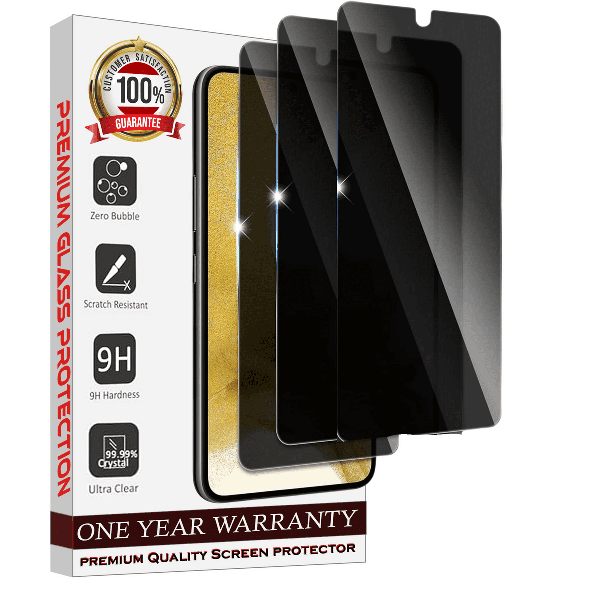Entronix Anti-Spy Privacy Screen Protector Compatible with Galaxy S23 - 3-Piece Combo