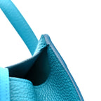 Hammered Calfskin Double Handle Small Amy Tote Turquoise