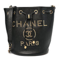 Caviar Deauville Drawstring Bucket Bag Black