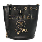 Caviar Deauville Drawstring Bucket Bag Black