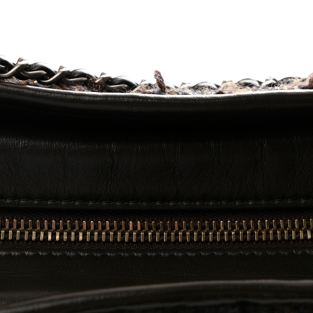 Tweed Calfskin Medium Gabrielle Hobo Brown