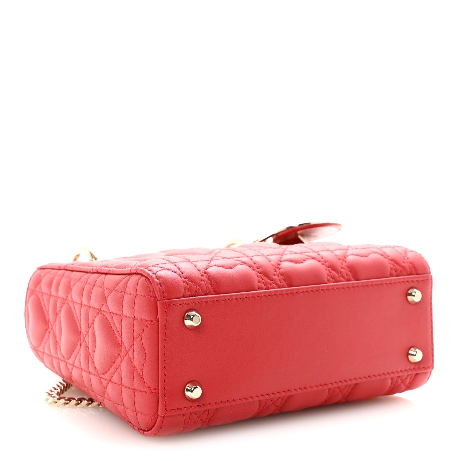 Calfskin Cannage Dioramour Mini Lady Dior Bag Bright Red