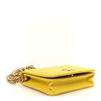 Lambskin Quilted Enamel Logo Flap Card Holder On Chain Yellow