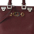 Grainy Calfskin Small Zumi Top Handle Bag Vintage Bordeaux