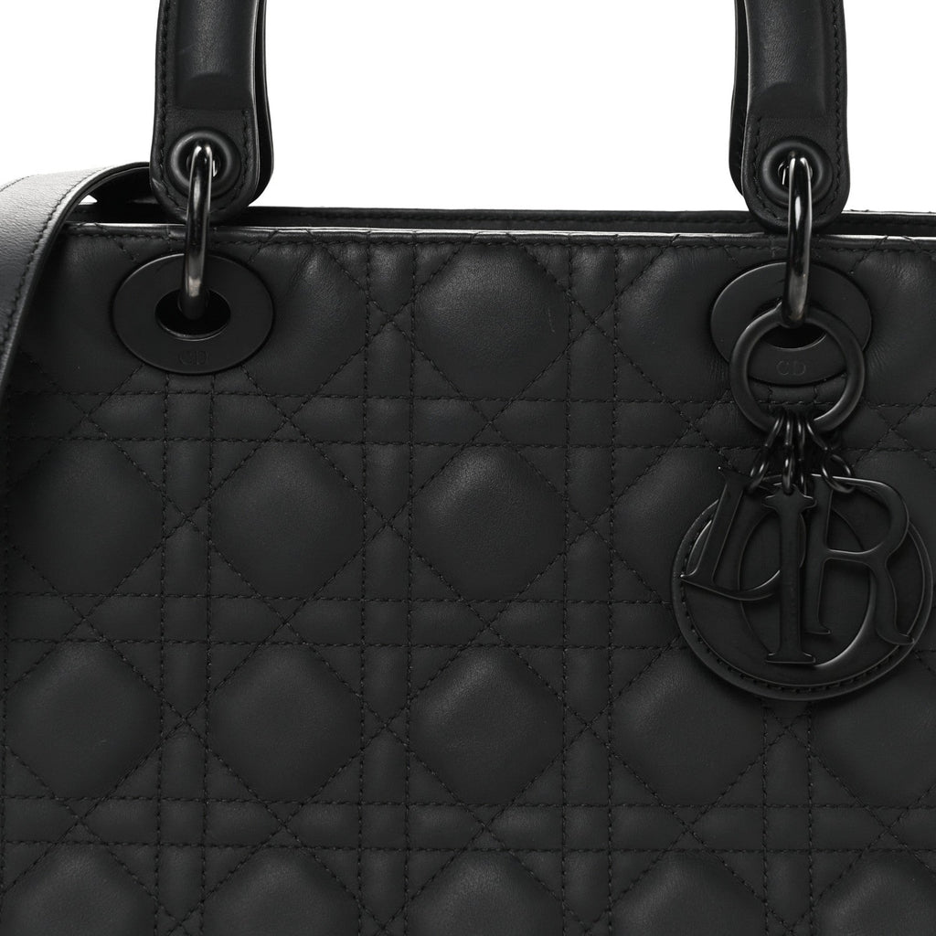 Ultra Matte Calfskin Cannage Medium Lady Dior Black