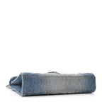 Denim Mixed Matelasse Triquilt Medium Monogram Envelope Satchel Blue
