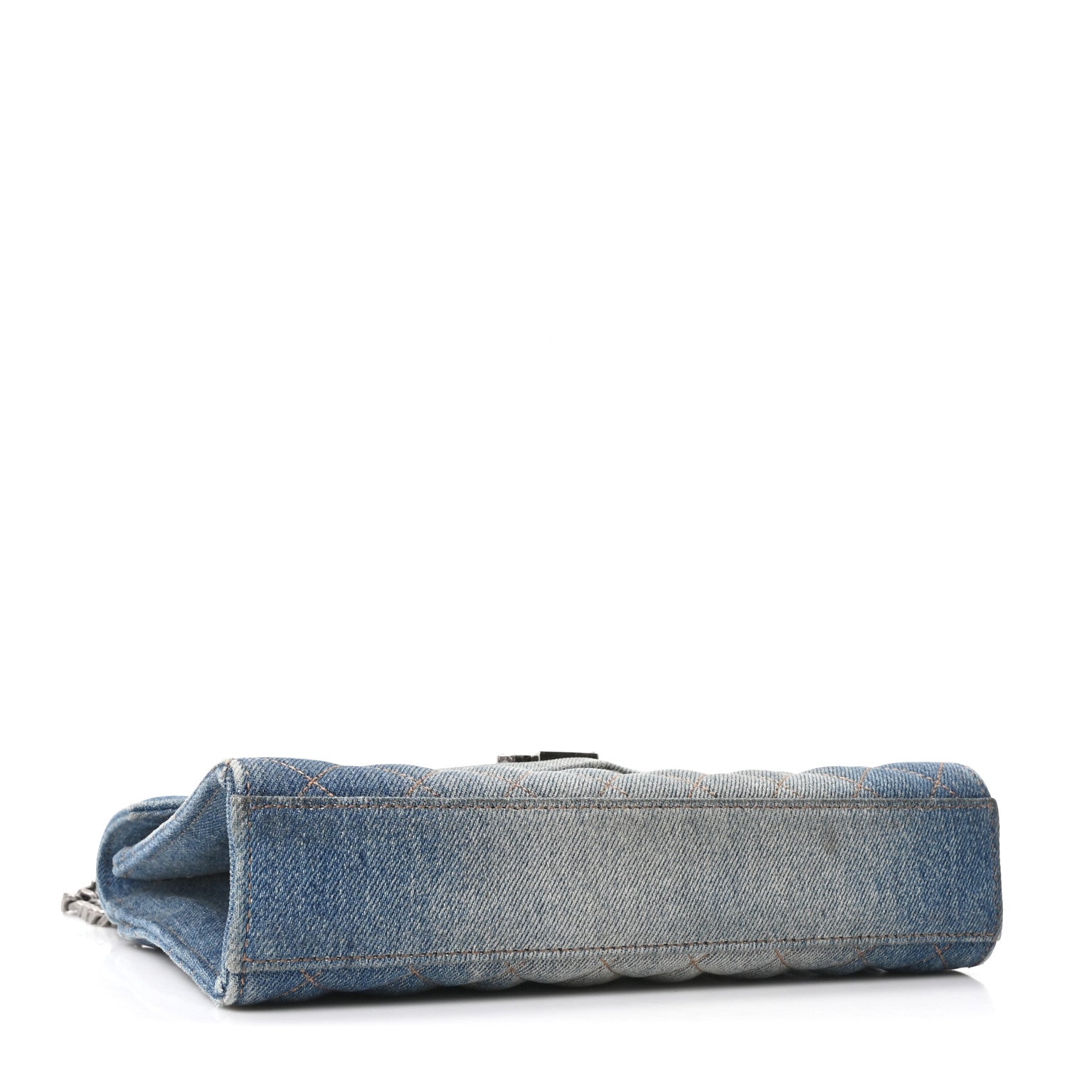Denim Mixed Matelasse Triquilt Medium Monogram Envelope Satchel Blue