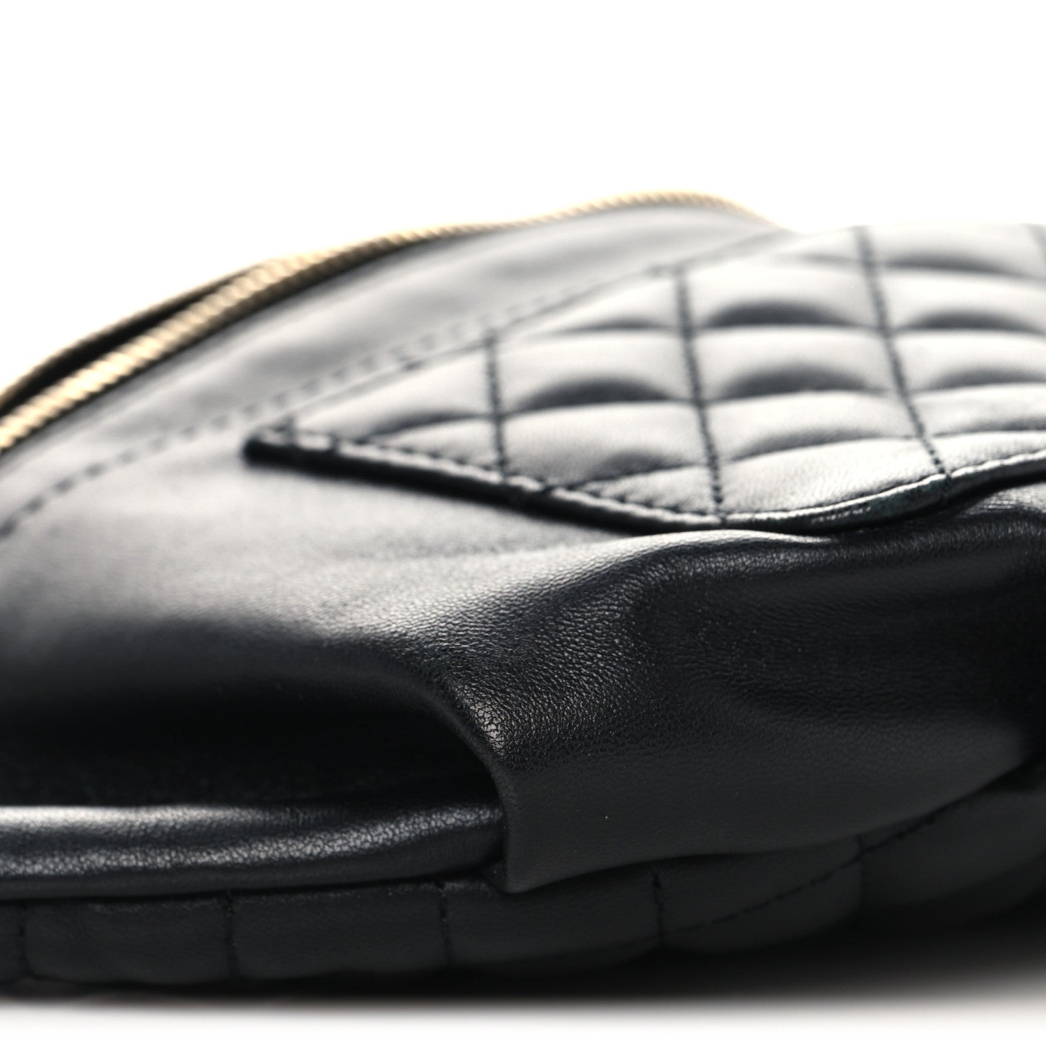 Lambskin Quilted Waist Bag Fanny Pack Black