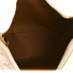 Canvas Calfskin Ava Triomphe Shoulder Bag White