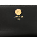 Patent Quilted Frame Clutch Flap With Chain Black