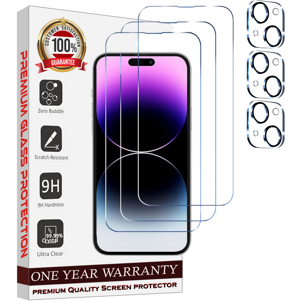 Entronix Clear Screen Protector & Camera Lens Protector Compatible with iPhone 15 - 6-Piece Combo