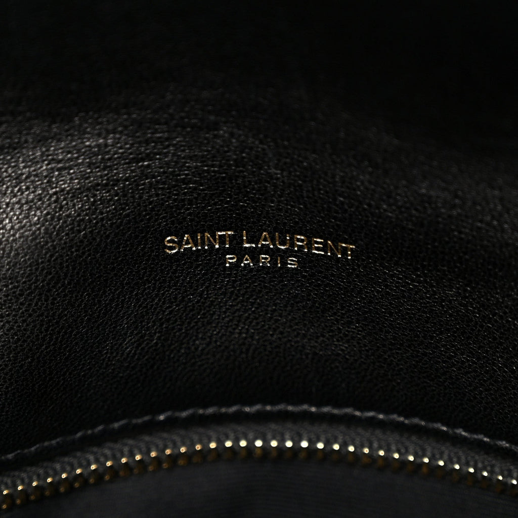 Lambskin Quilted Small Loulou Puffer Monogram Chain Satchel Black