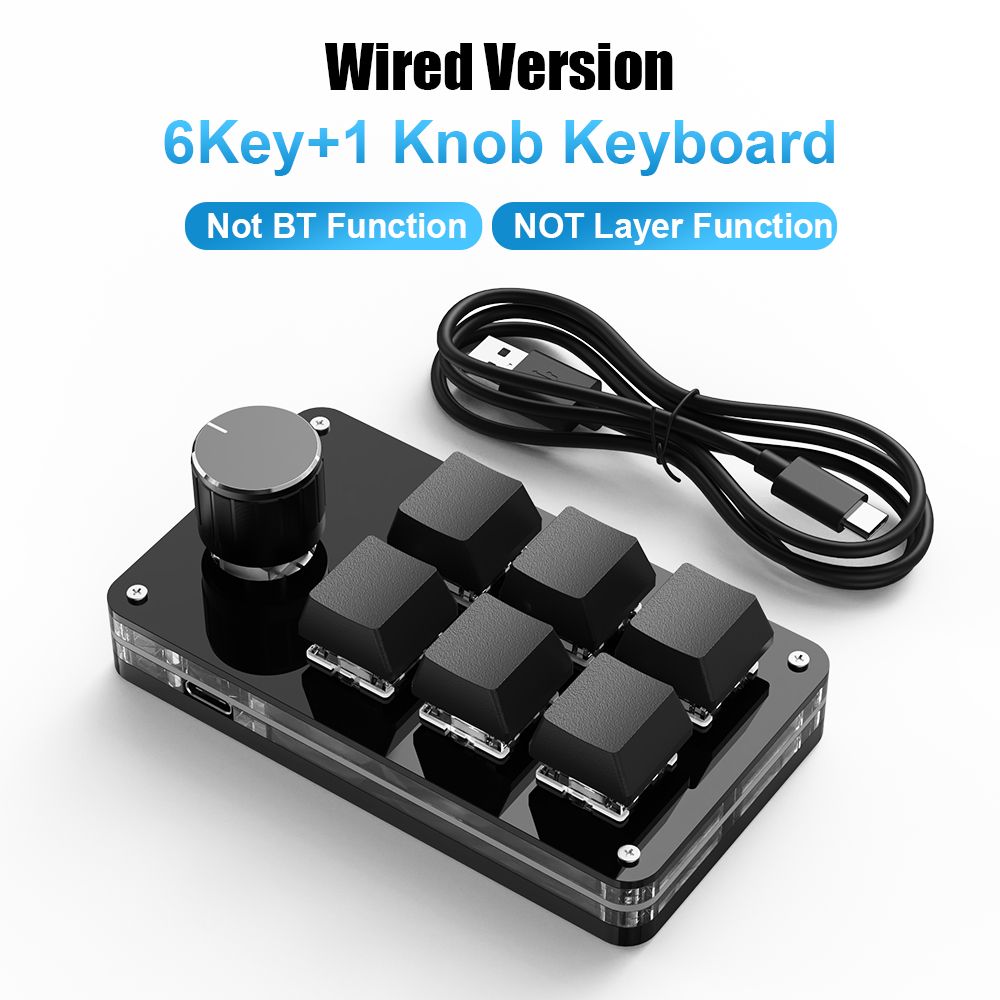 Programming Macro Custom Knob Keyboard RGB 6 Key Copy Paste Mini Button Photoshop Gaming Keypad Mechanical Hotswap Macropad - Wired/Red Switcg