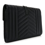 Grain De Poudre Textured Mixed Matelasse Triquilt Monogram Clutch Black