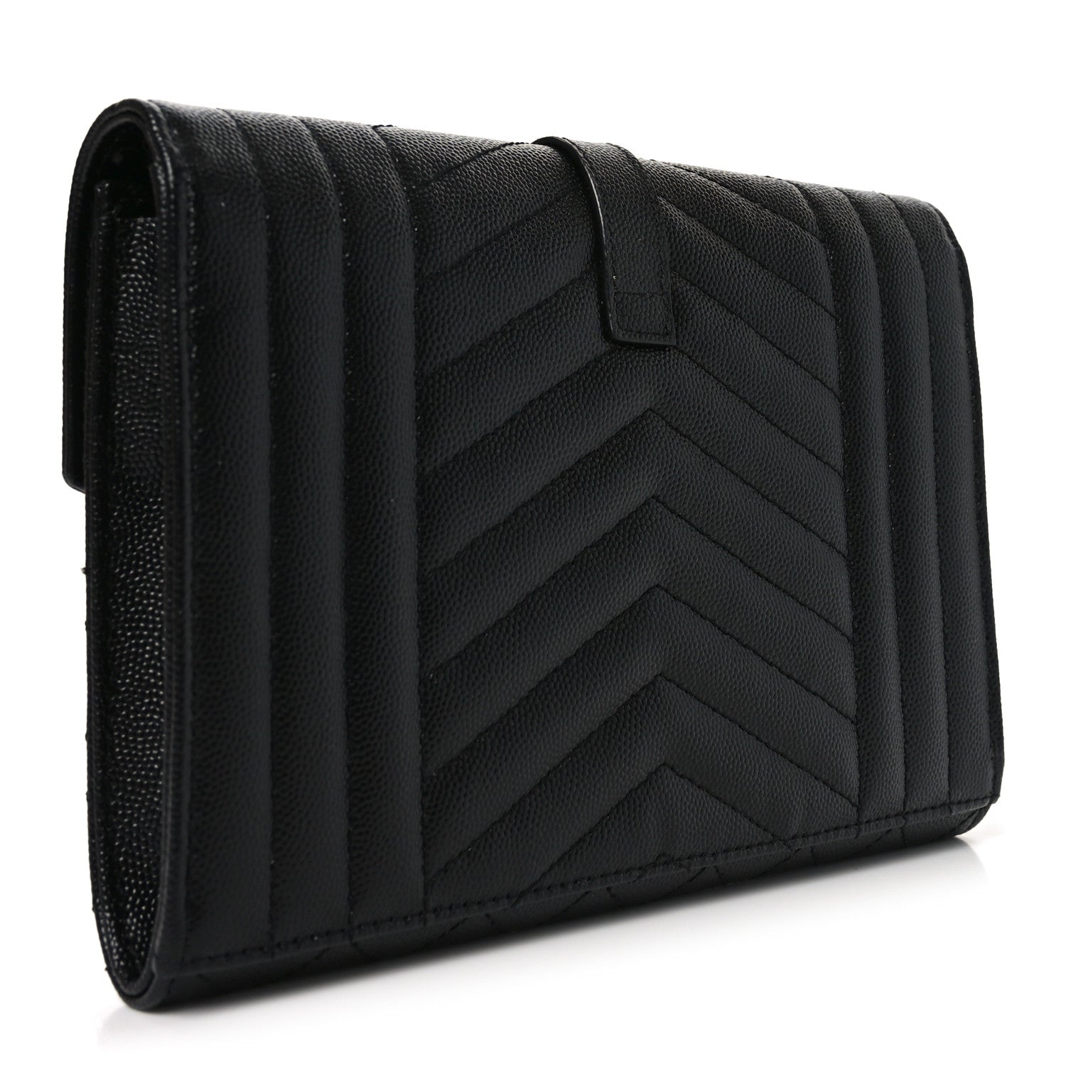 Grain De Poudre Textured Mixed Matelasse Triquilt Monogram Clutch Black