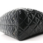 Patent Quilted Large Coco Shine Shopping Tote Navy