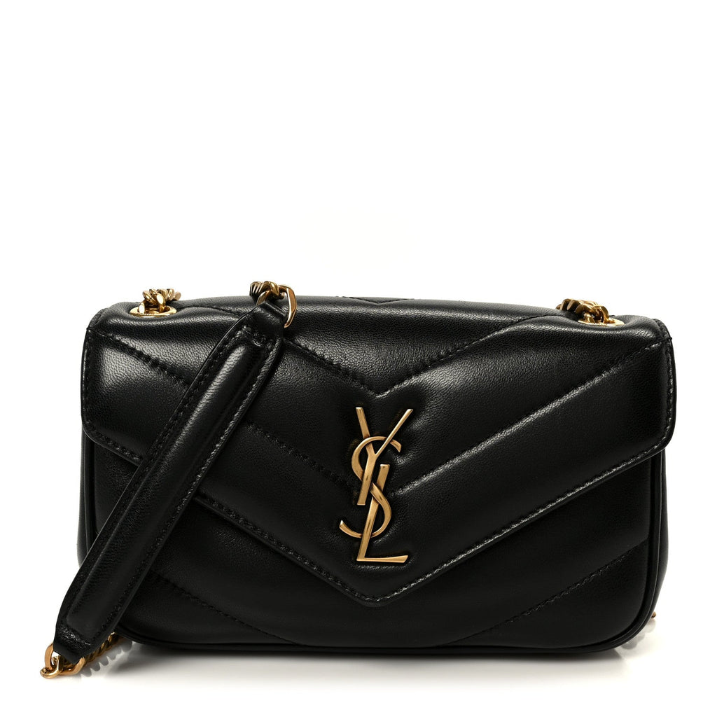 Lambskin Chevron Quilted Mini Loulou Black