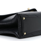 Lambskin Chevron Stitched Medium Envelope Flap Black