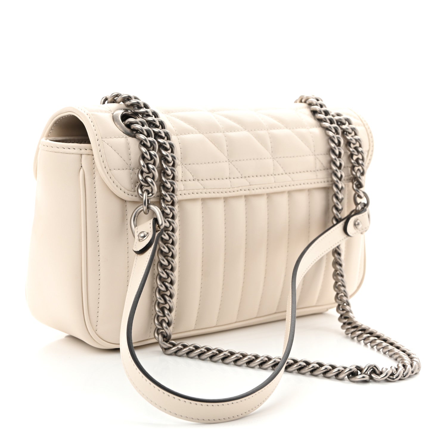 Calfskin Matelasse Aria Small GG Marmont Shoulder Bag Mystic White