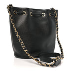 Caviar Deauville Drawstring Bucket Bag Black