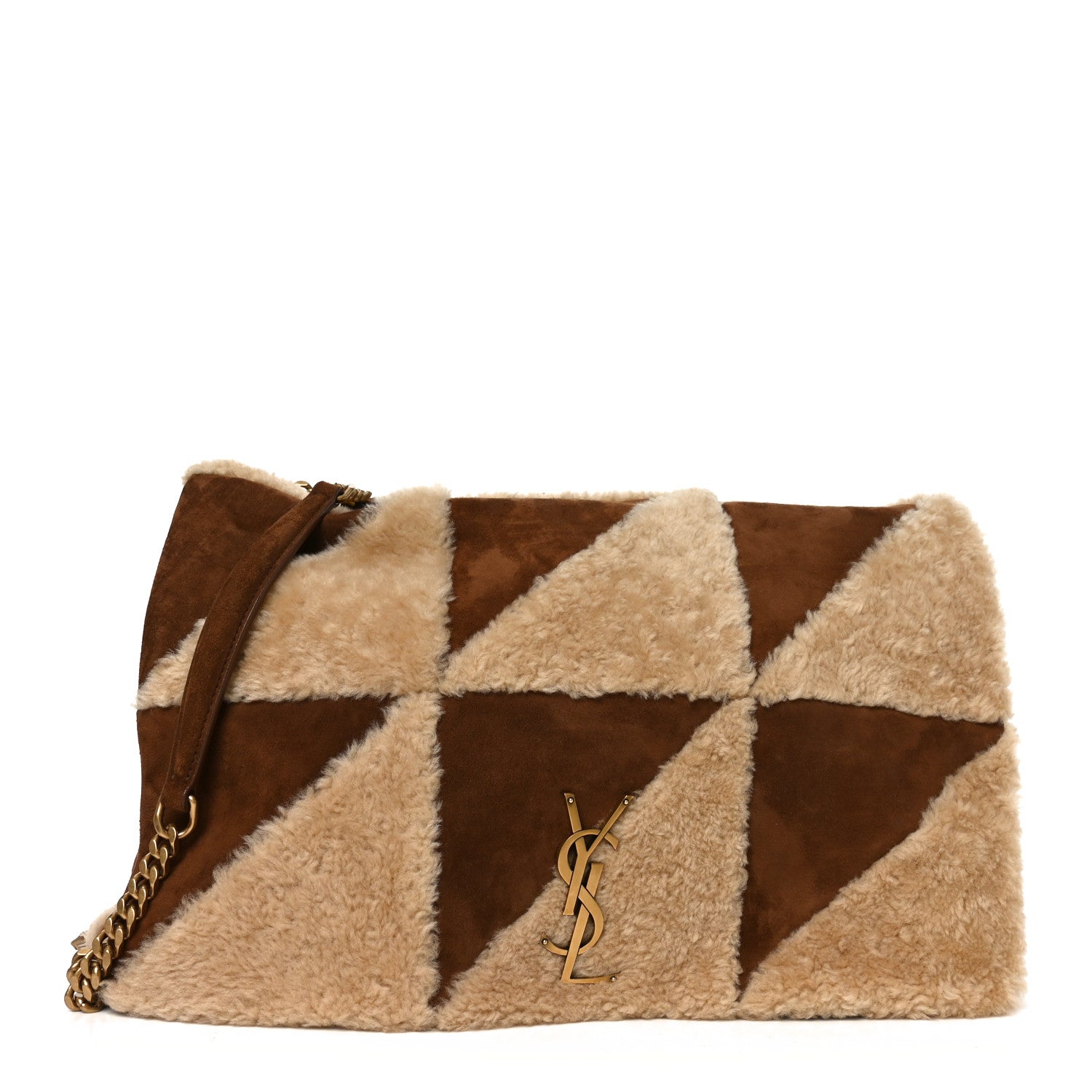 Suede Shearling Patchwork Monogram Giant Jamie Brown Beige