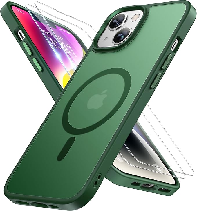 Entronix Bundle Compatible with iPhone 13 - [Magnetic] Translucent Matte Case & 2 Clear Screen Protectors