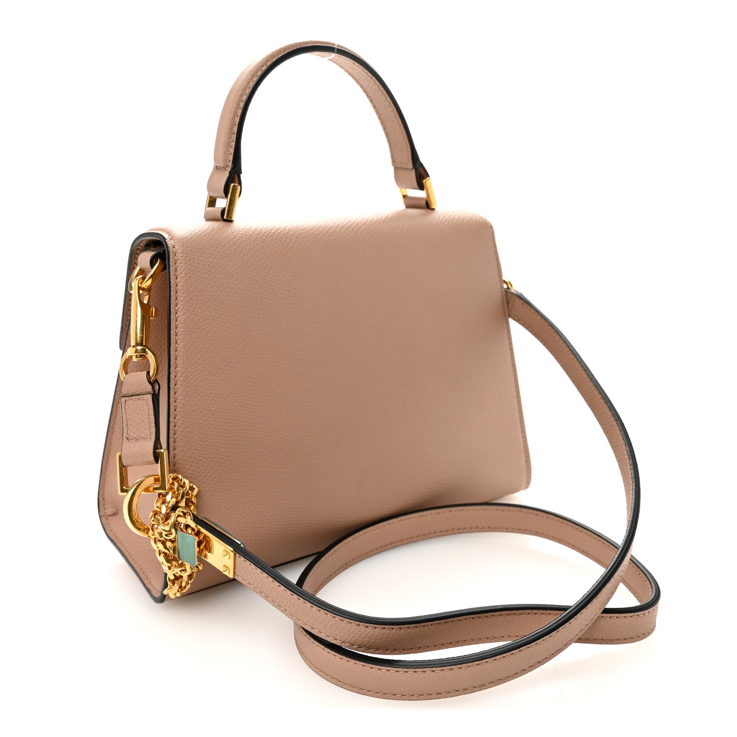 Grainy Calfskin Small VSling Top Handle Bag Poudre