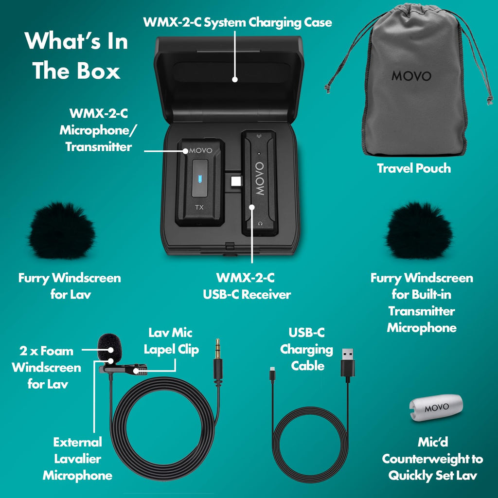 Movo WMX-2-C Wireless Microphone for USB-C Devices