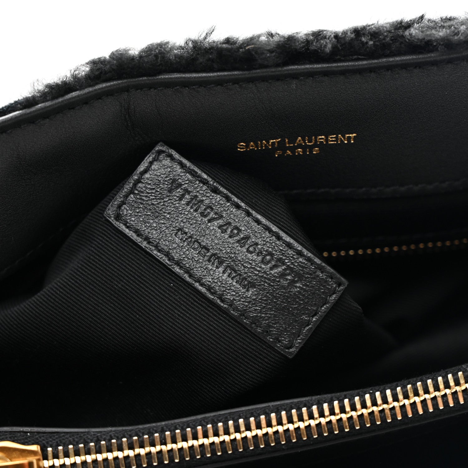 Shearling Y Quilted Monogram Medium Loulou Chain Satchel Black