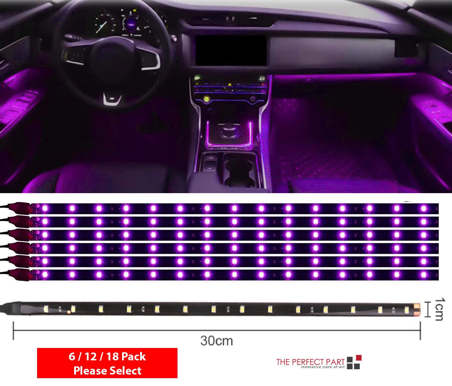 Waterproof 12''/15 DC 12V Motor LED Strip Underbody Light For Car Motorcycle - 6 Pack