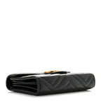 Calfskin Matelasse GG Marmont Chain Wallet Black