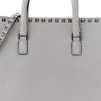 Grained Calfskin Medium Rockstud Double Handle Horizontal Tote Pastel Grey