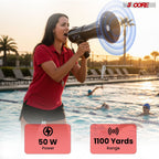 Megaphone 50W Bluetooth Rechargeable Portable Bullhorn 1100 Yards w Siren