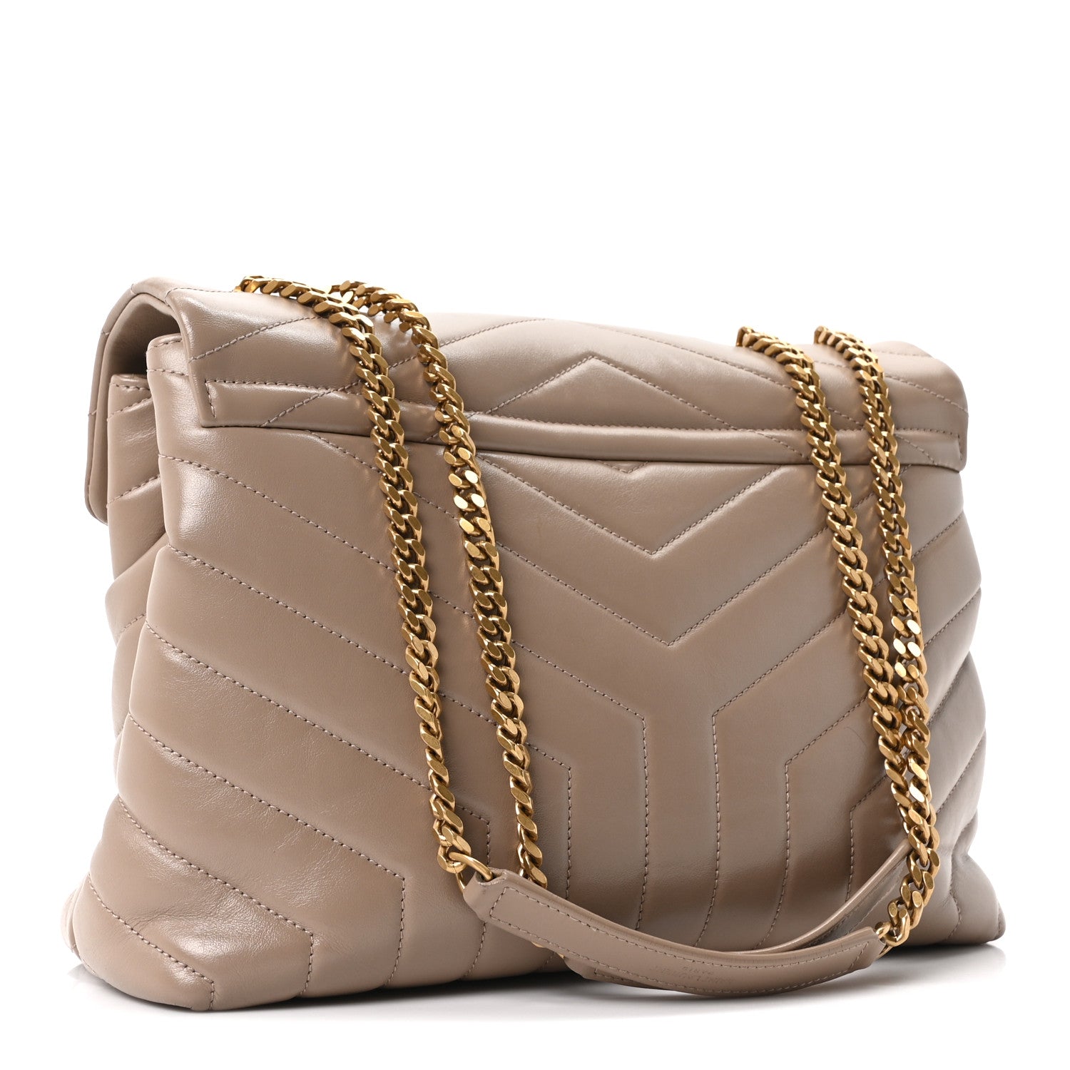 Calfskin Y Quilted Monogram Medium Loulou Chain Satchel Dusty Grey