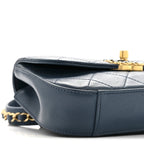 Lambskin Quilted Chain Infinity Waist Belt Bag Blue