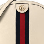 Textured Dollar Calfskin Web Small Ophidia Dome Shoulder Bag Mystic White