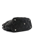 Calfskin Contrast Stitch Tote Black