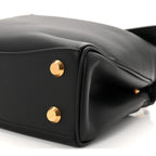 Natural Smooth Calfskin Mini Rodeo Top Handle Handbag Black