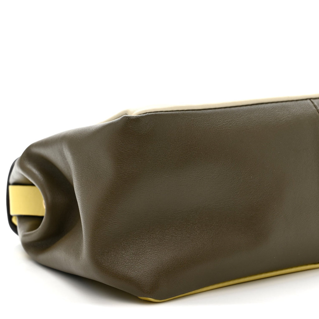 Calfskin Colorblock Mime Single Handle Bag Cream Burgundy Multicolor