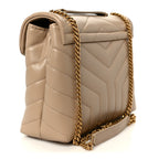 Calfskin Y Quilted Monogram Small Loulou Chain Satchel Dark Beige