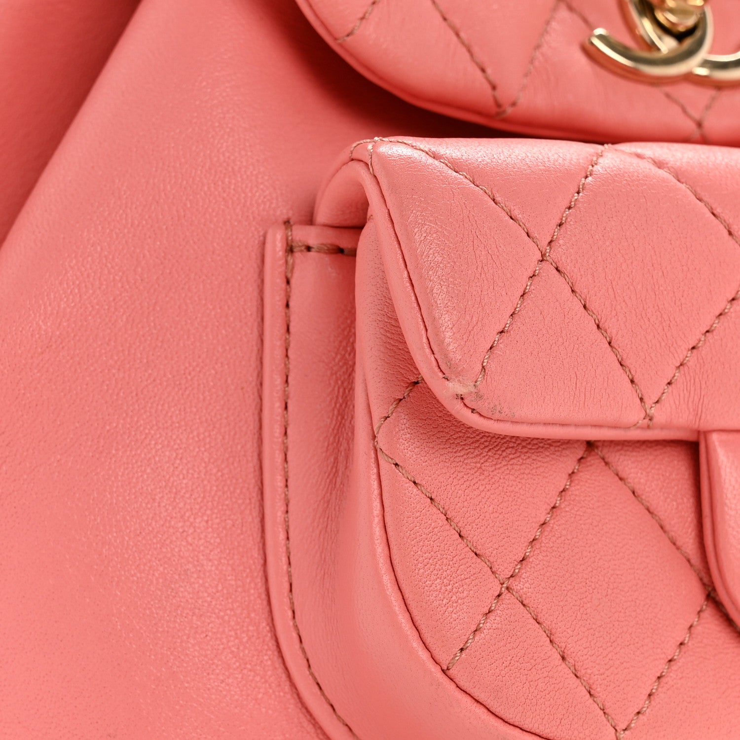 Lambskin Quilted Small Duma Drawstring Backpack Light Pink