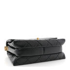 Calfskin Quilted Belt Chain Flap Black
