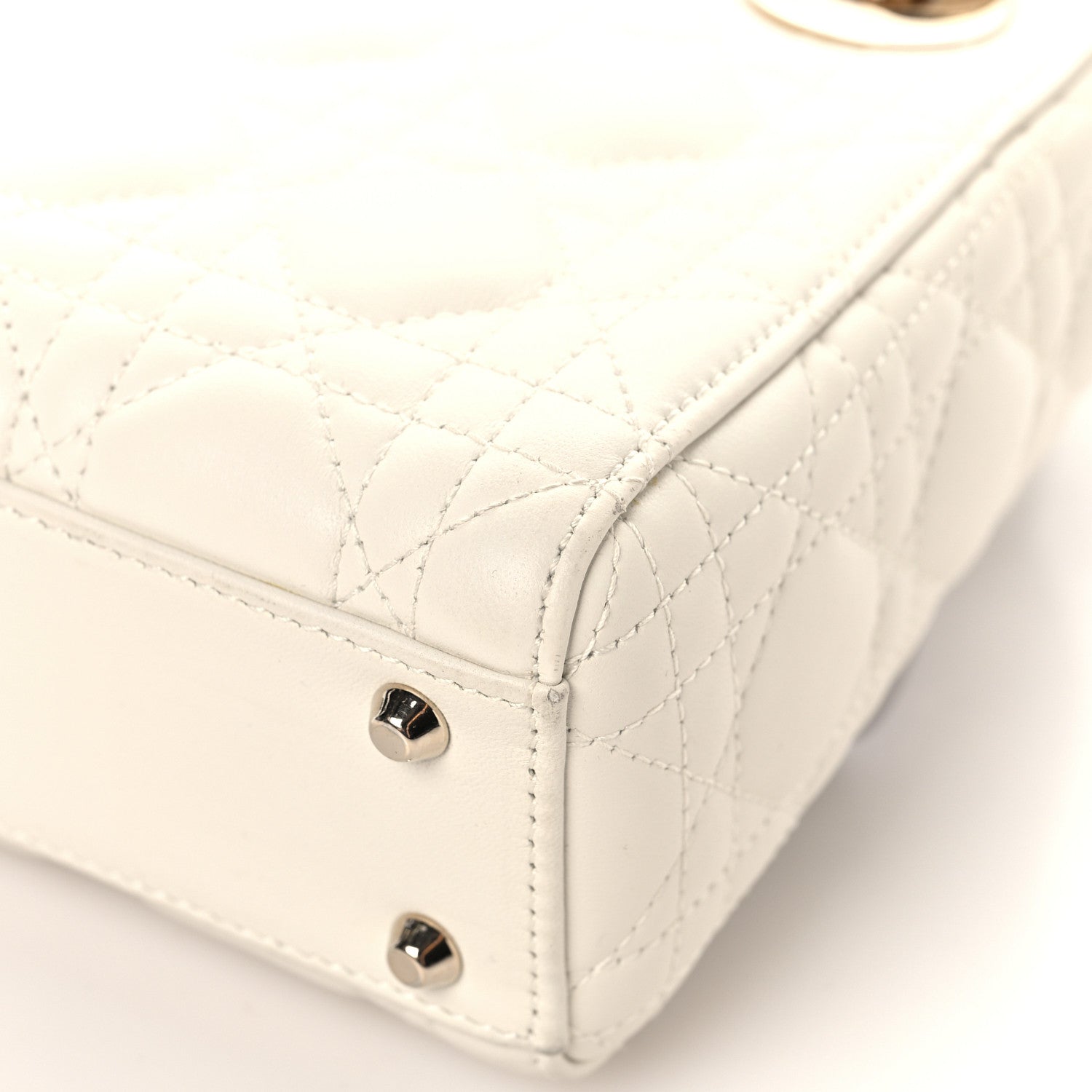 Lambskin Cannage Mini Lady Dior White