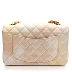 Metallic Goatskin Quilted Mini Rectangular Flap Gold