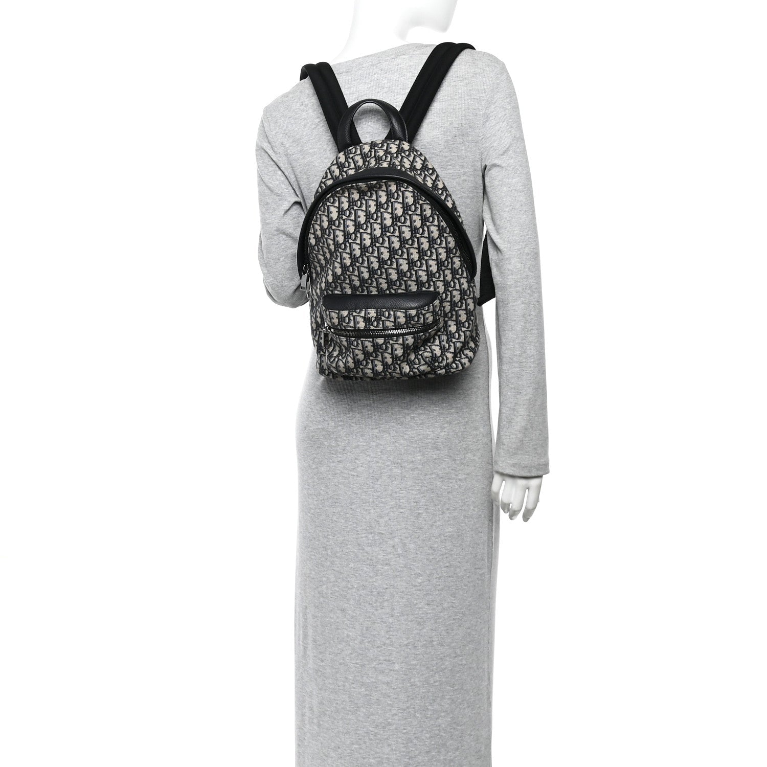 Oblique Calfskin Rider Kid's Backpack Beige Black