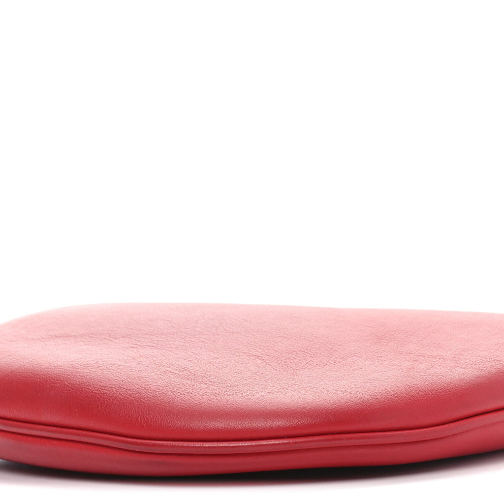 Vitello Grace Suede Small Croissant Hobo Rosso Cardinale