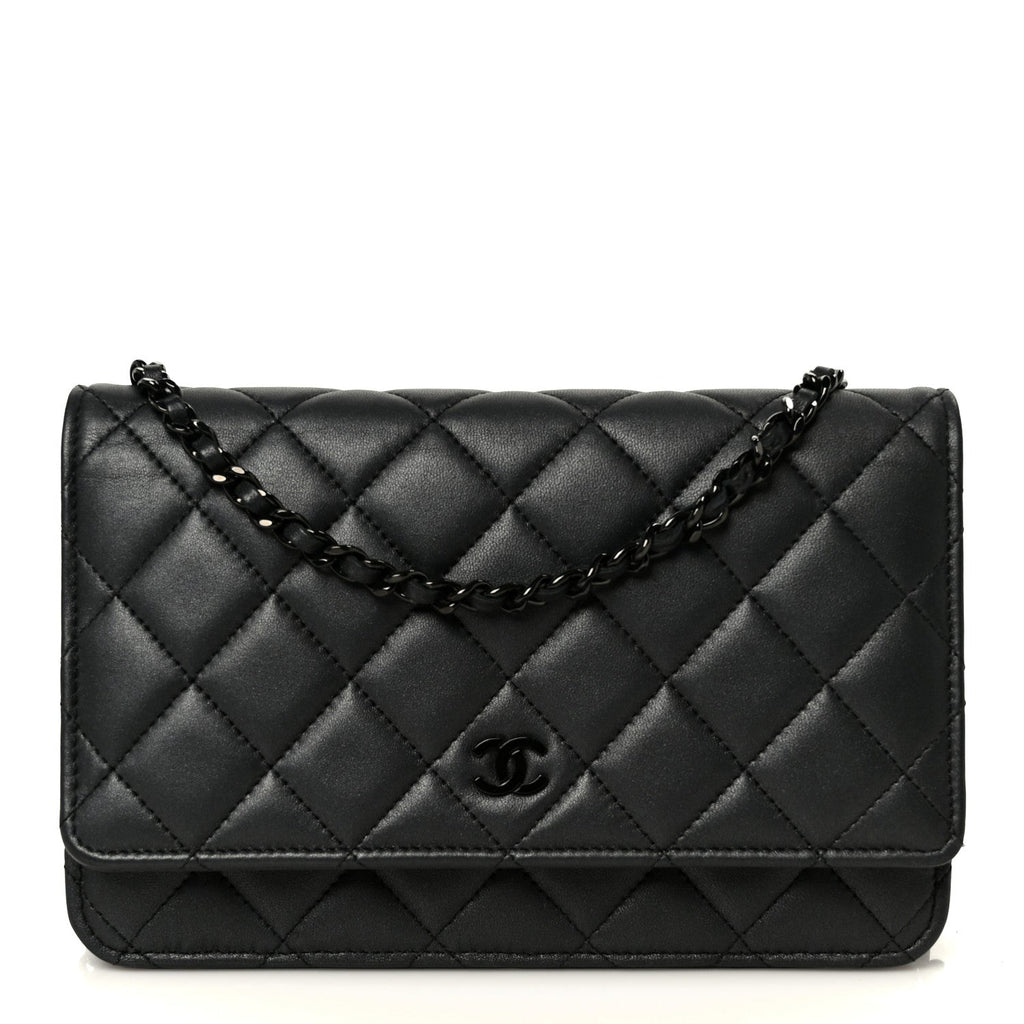 Lambskin Quilted Wallet On Chain WOC So Black